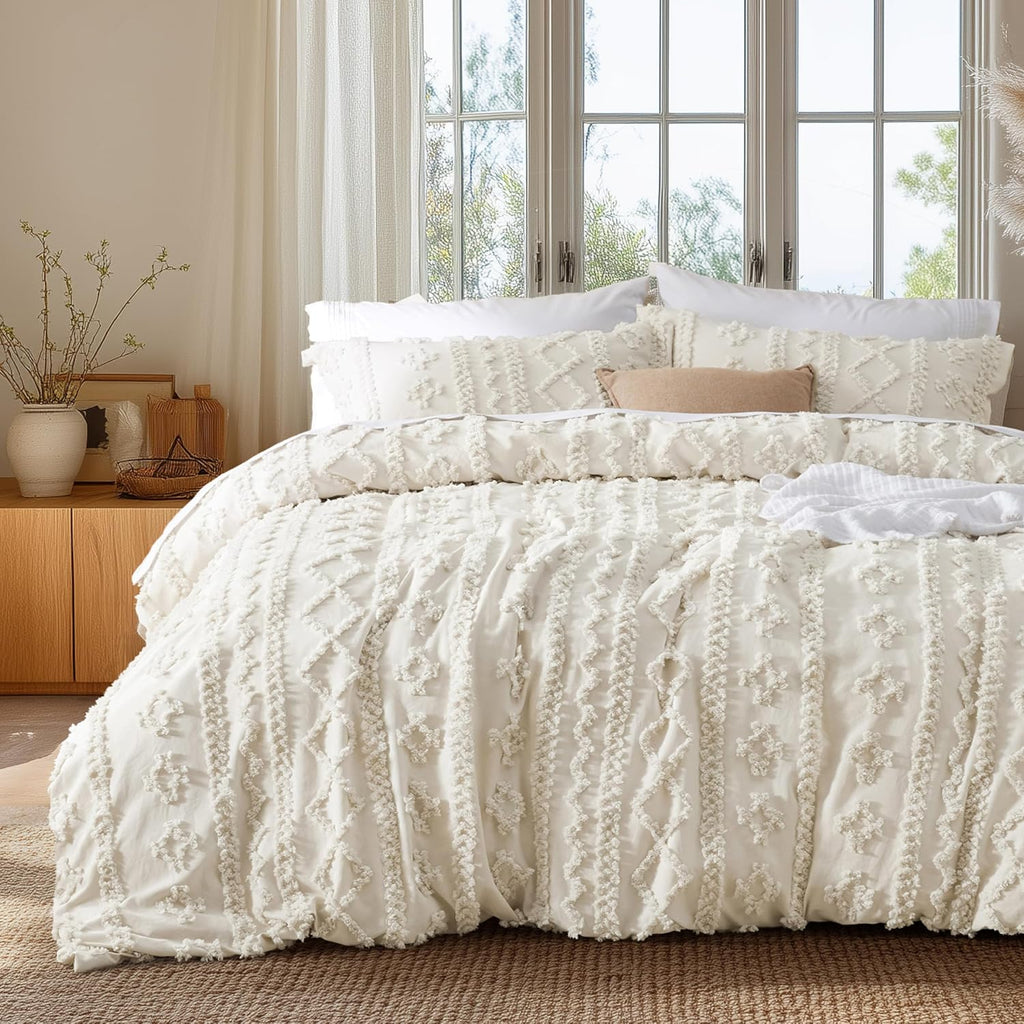 Boho Duvet Cover King, Soft & Comfortable Elegant Design Boho Bedding for Decoration, Machine Washable Comforter