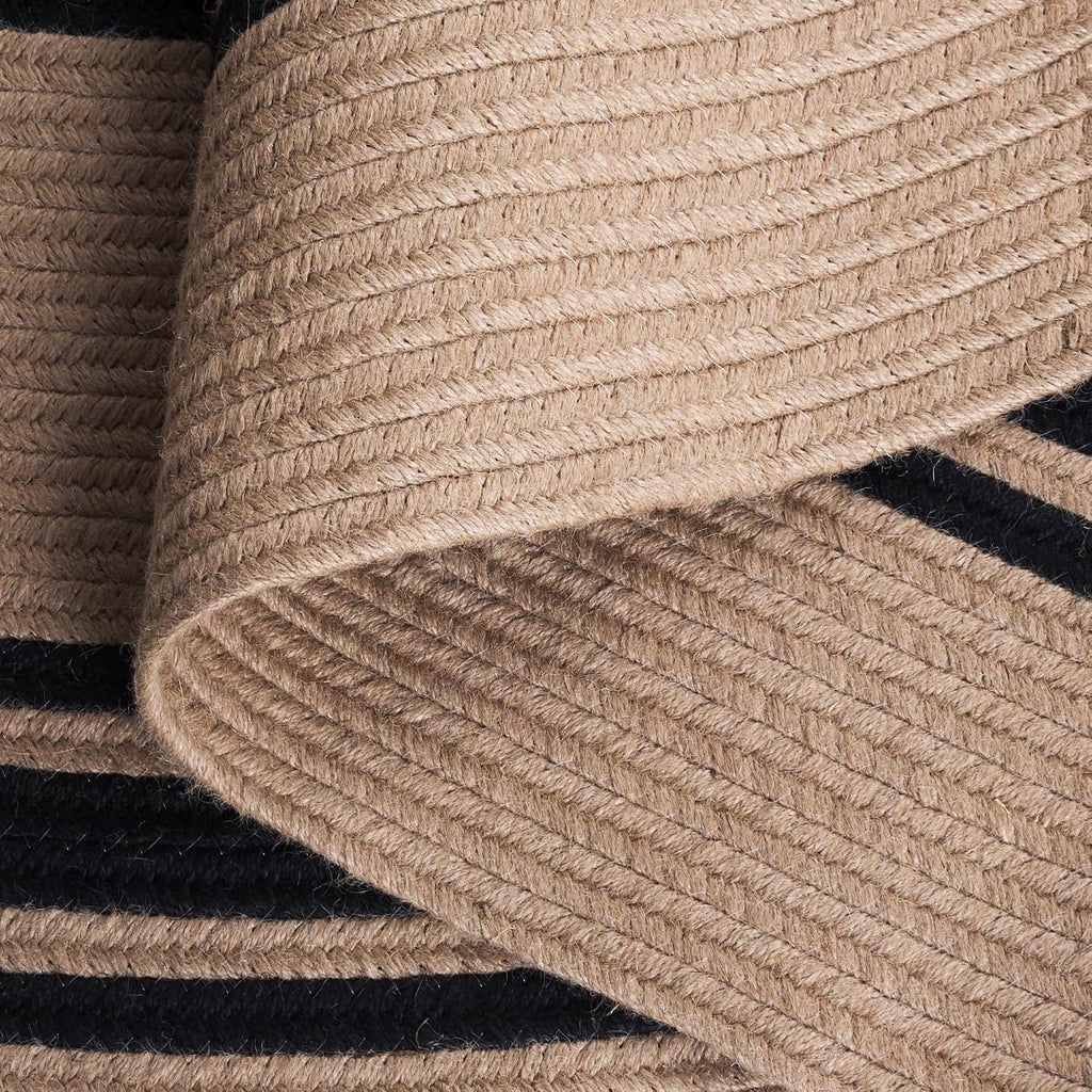 Braided Oval Rug 5x8, Jute Textured Brown & Black BRA804Z