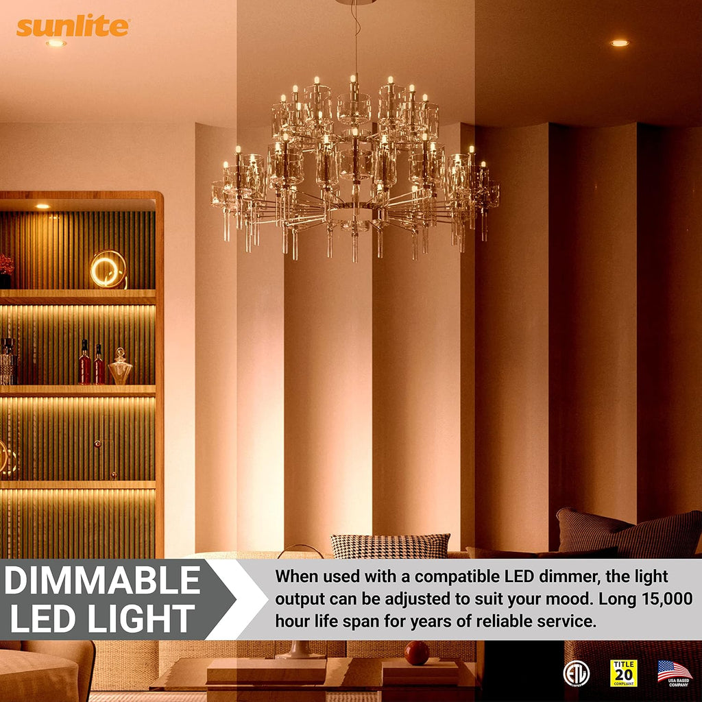 LED B11 Decorative Chandelier Light Bulb, 7 Watts (60W=), 500 Lumens, 120 Volts, Dimmable, E12 Base, 90 CRI, ETL