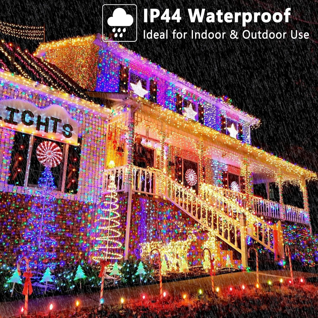 White & Multicolor Color Changing Christmas Lights, 180ft 500 LED