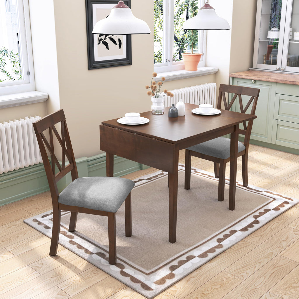 Wooden 29"- 45" Extendable Rectangular Dining Table with Drop Leaf, Space Saving, Easy Assemble Brown