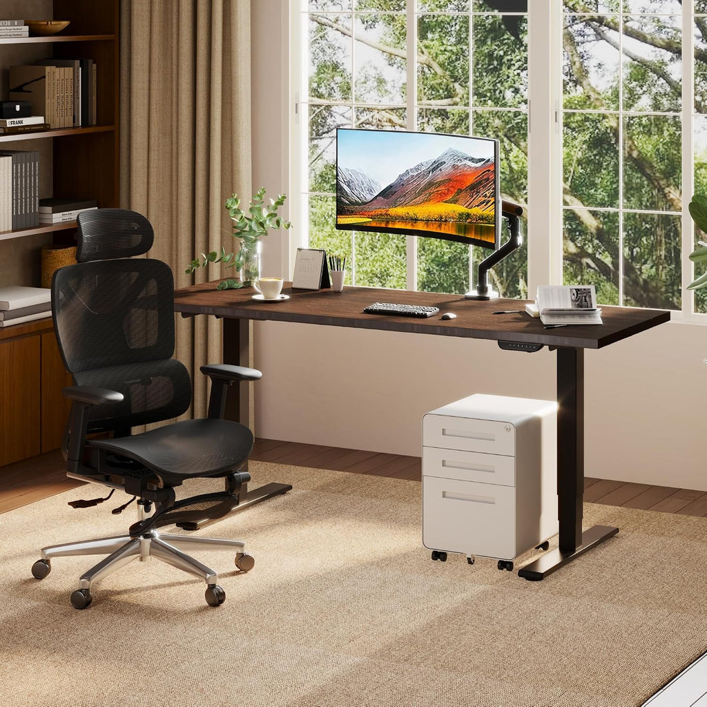 E6 MAX Bamboo 55x28 Inch Dual Motor 3-Stage Heavy Duty Standing Desk, 330lbs Weight Capacity, Height Adjustable Desk