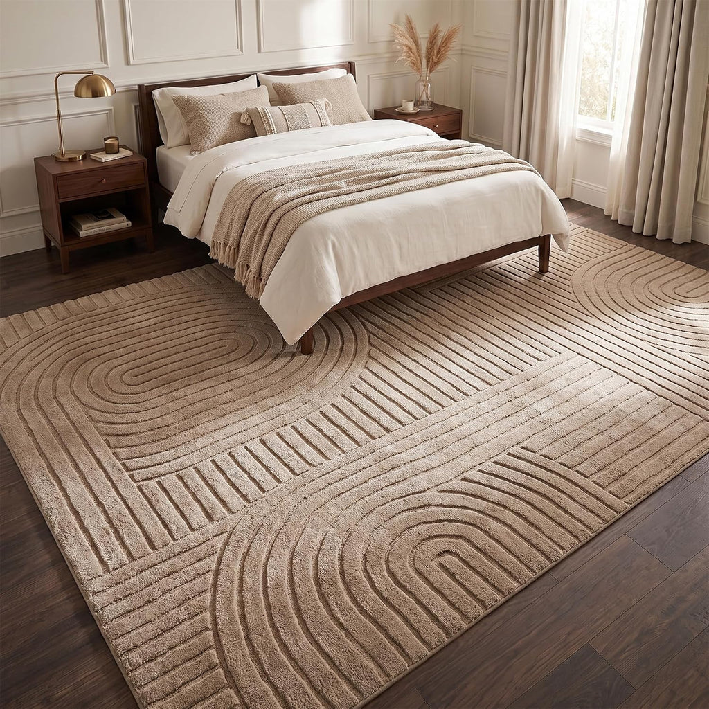 Brown Solid Area Rug, Washable Non Slip Rugs