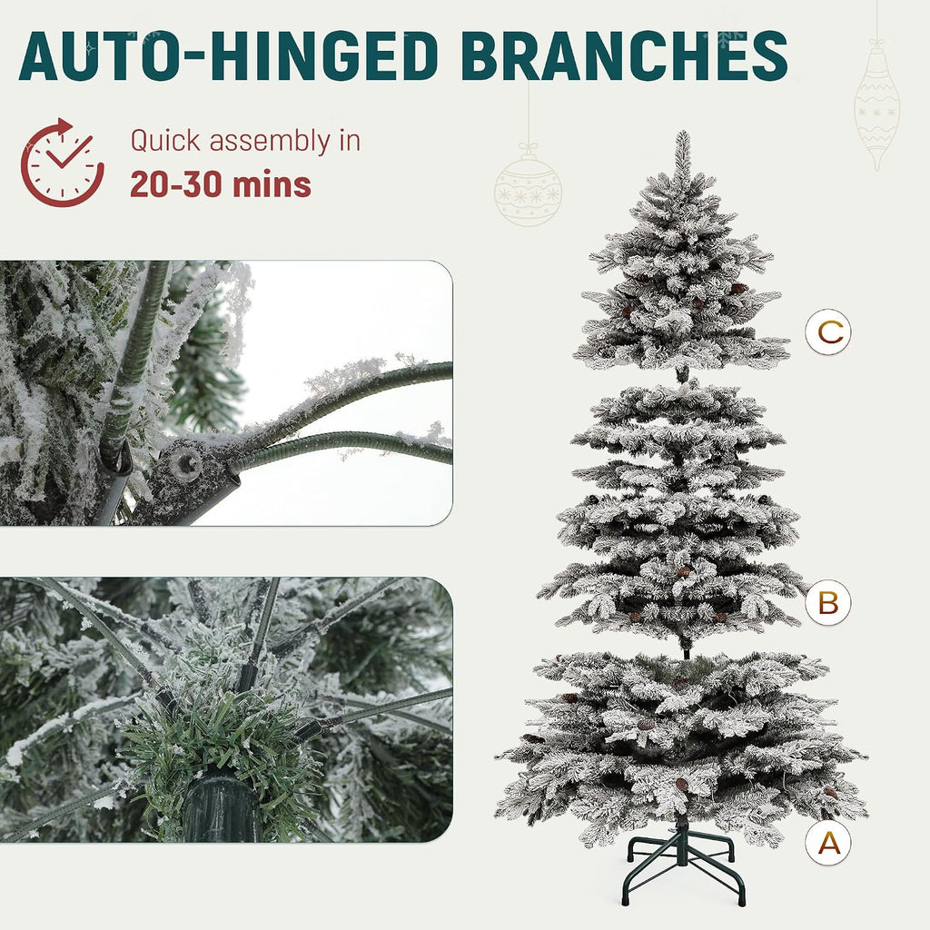 Prelit Mountain Pine Flocked Christmas Tree with Remote