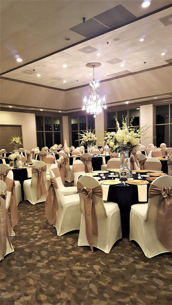 50 PCS Satin Chair Sashes Bows for Wedding Reception- Universal Chair Cover Back Tie Supplies for Banquet, Party