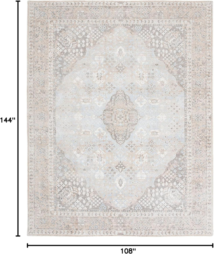 Restoration Vintage Area Rug - 9' x 12', Beige & Sand, Handmade Distressed Wool & Viscose