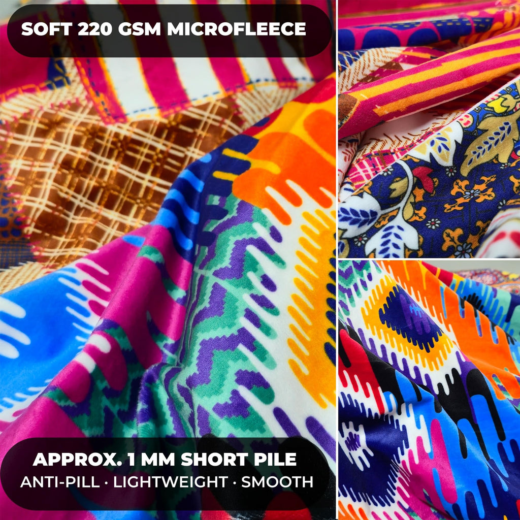 Printed Fleece Fabric Panel for Quilting, 55.5 x 74 Inches, 12 Blocks