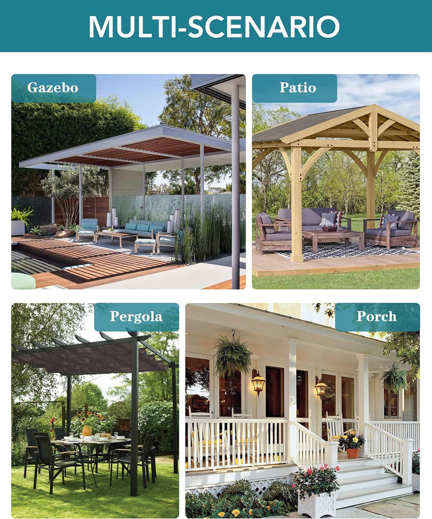Windproof Outdoor Curtains Waterproof 4 Pcs 54x84 In Cream | Grommet Top and Tab Bottom Outside Drapes,Weatherproof