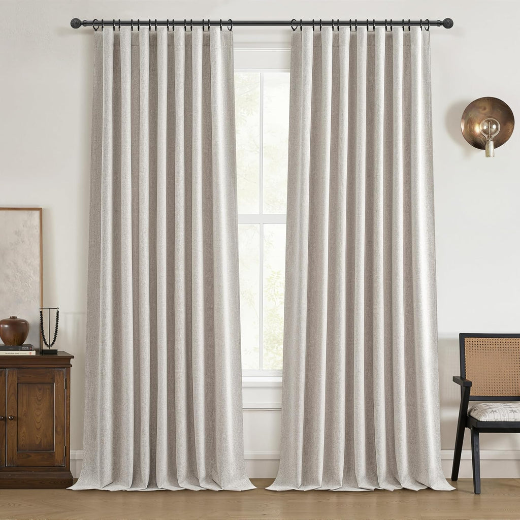 Black Out 96 Inch Long Boho Curtains 2 Panel Set, Farmhouse Curtains for Living Room Darkening/Thermal/Noise