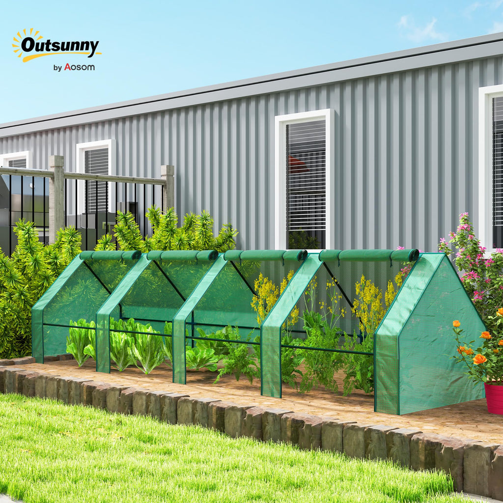 12' x 3' x 3' Mini Greenhouse Portable with Zippered Doors Green