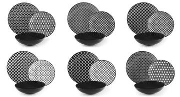Monochrome 18-Piece Porcelain and Ceramic Stoneware Dinner Set