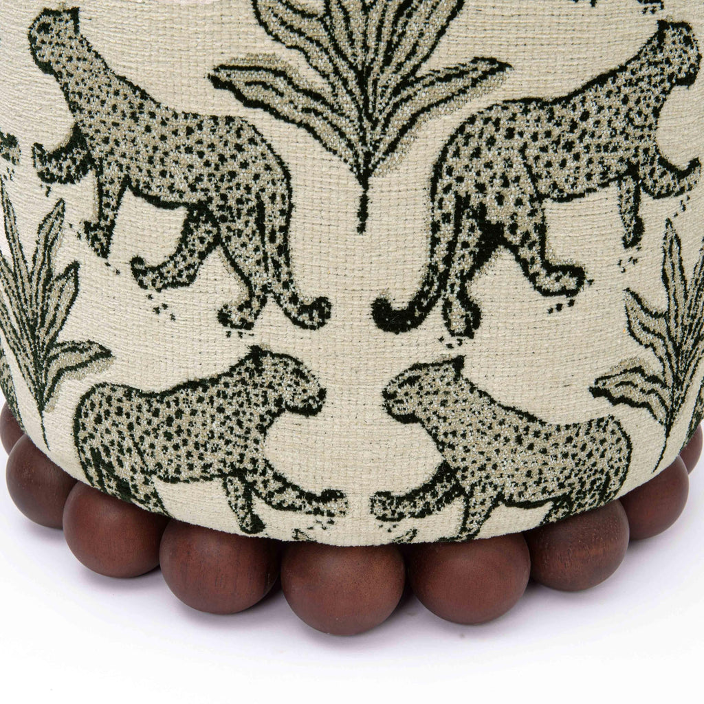 Dex Small Round Ottoman Footstool, Leopard Jacquard, Taupe