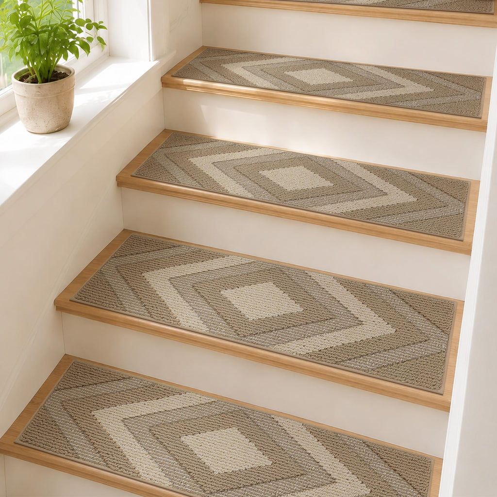 Stair Treads for Wooden Steps Indoor, 14 Pack 9"x28", Beige