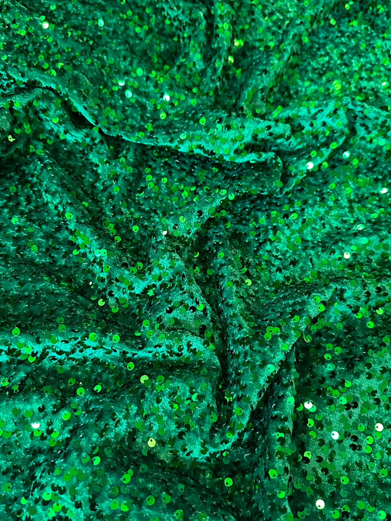 Sequin Velvet Fabric Soft Stretchy Cloth Glittering Sequins - Perfect for Dressmaking and Christmas Decor - 1 Yard of