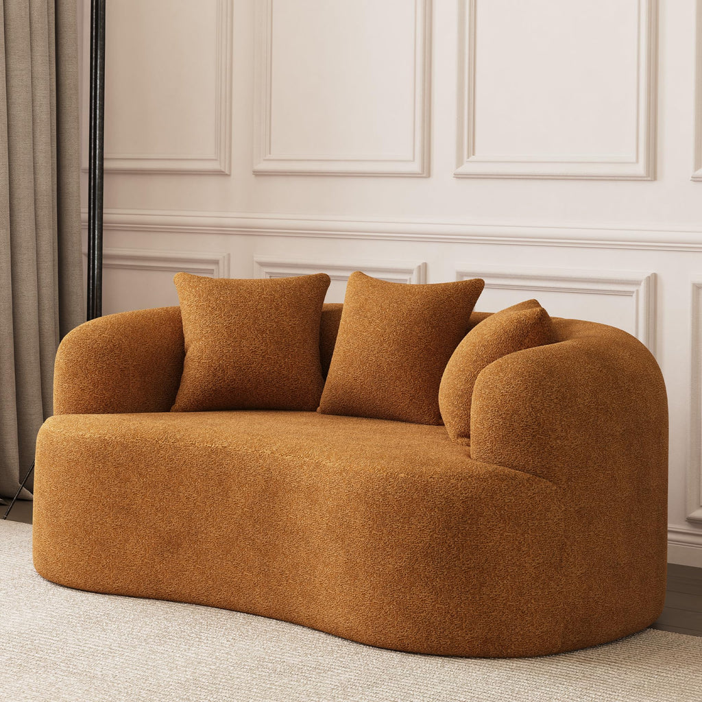 69" Modern Curved Cloud Loveseat, Orange