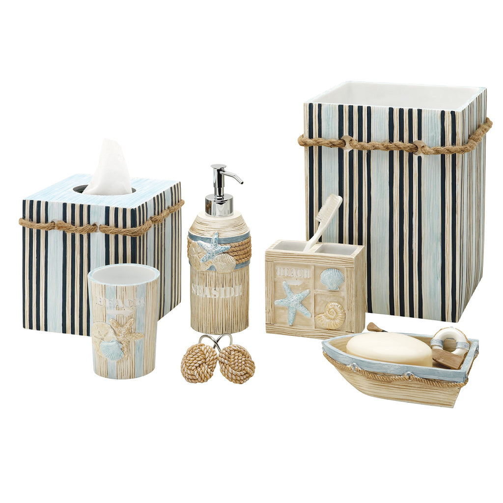 Shower Curtain Hooks Seaside Serenity Bath Accessories, Off-White