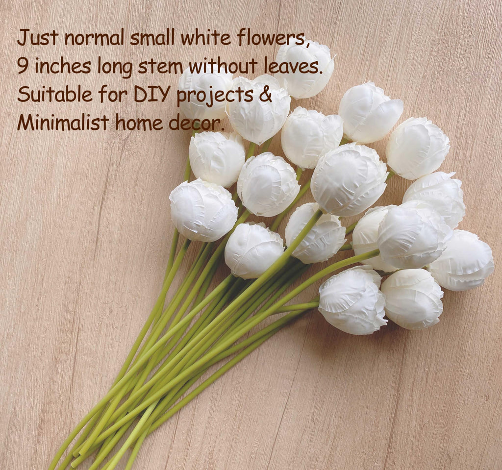 16PCS White Ranunculus Artificial Flowers, Small Fake White Foral