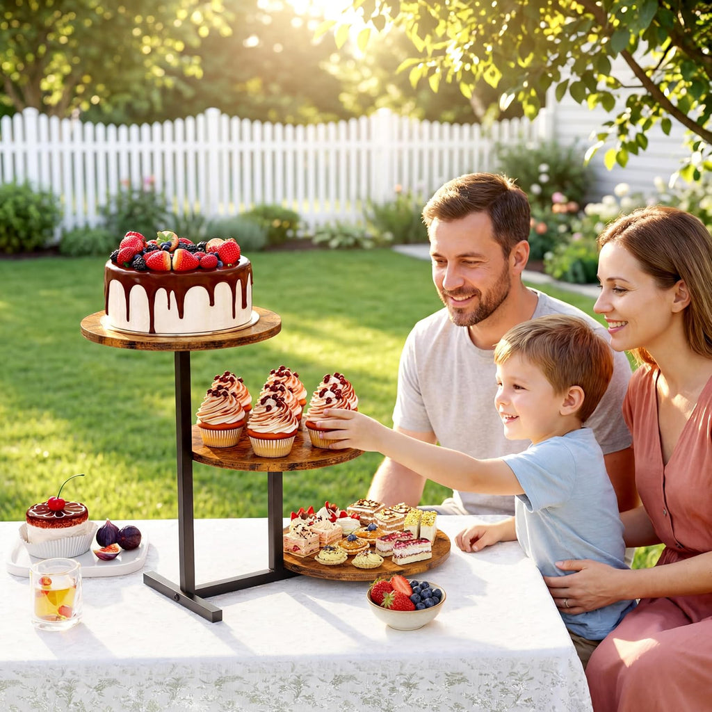 3 Tier Cupcake Tower Stand for 24 Cupcakes, Wooden Tiered Tray Stands, Display Cup Cake Dessert Tower for Party