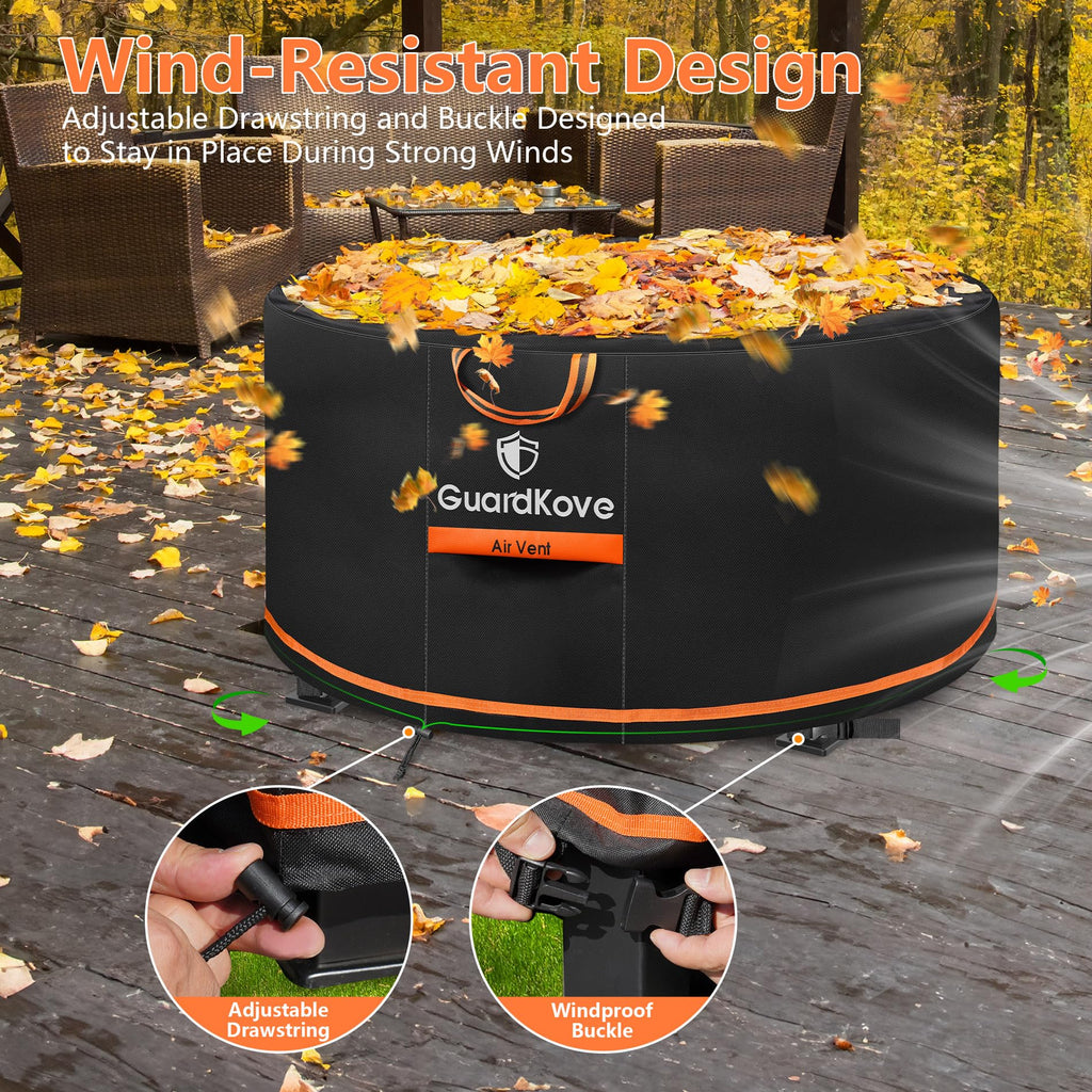 Upgraded 1000D Heavy Duty Fabric] 44 inch Fire Pit Cover Round