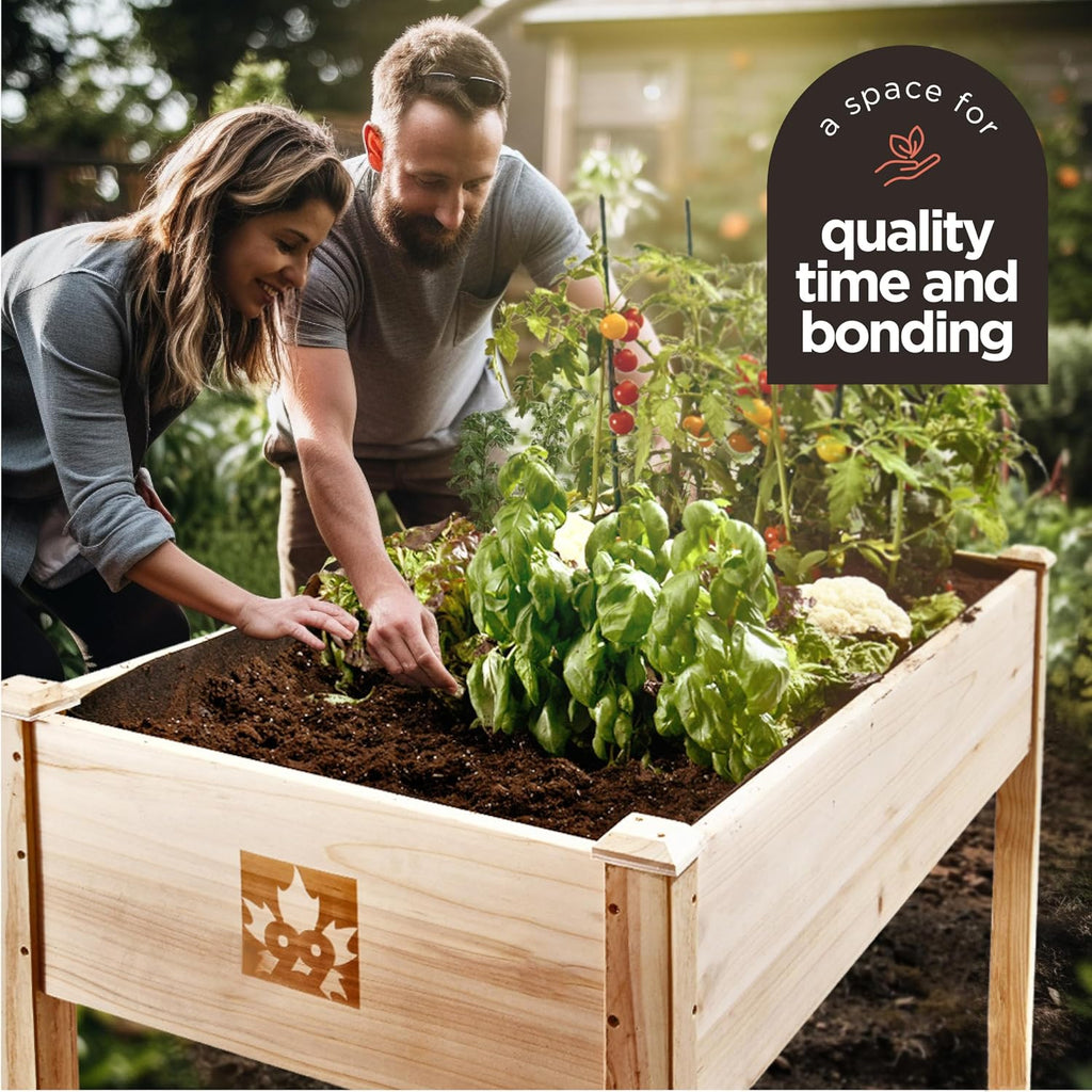Cedar Raised Garden Bed with Legs, Outdoor Planter Box 48x24x30, 200lb