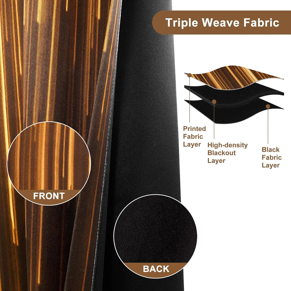 Black and Gold Blackout Curtains, Ombre Abstract Black Out Curtains 84 Inch Long, Thermal Insulated Blackout Drapes