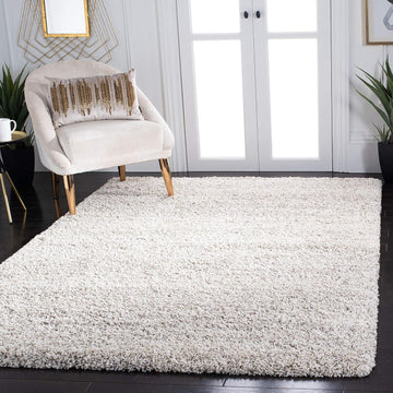 Hudson Shag Square Rug 7', Plush Ivory & Grey SGH295B