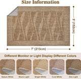 Jute Rug 5x7 Outdoor Patio Rug with Border, Washable Rugs for Living Room, Farmhouse Non Slip Area R