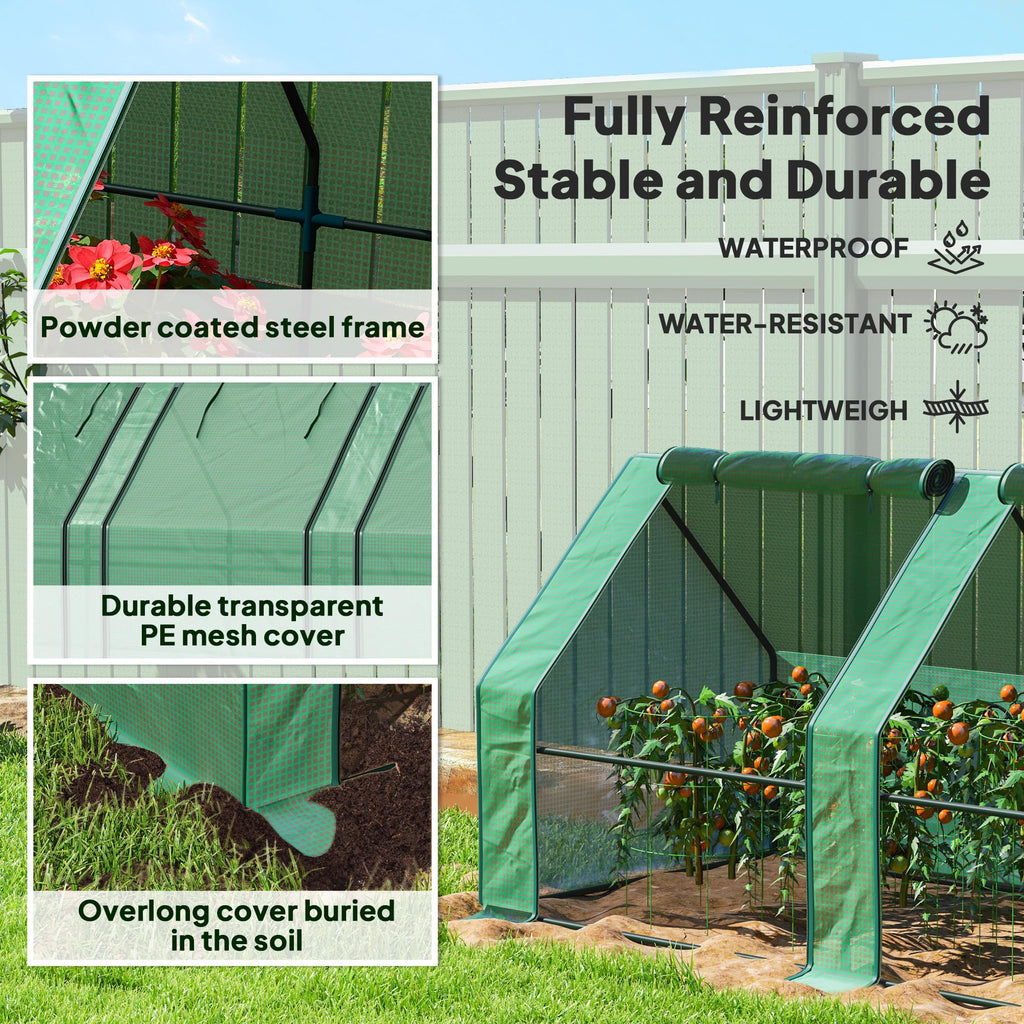 12' x 3' x 3' Mini Greenhouse Portable with Zippered Doors Green