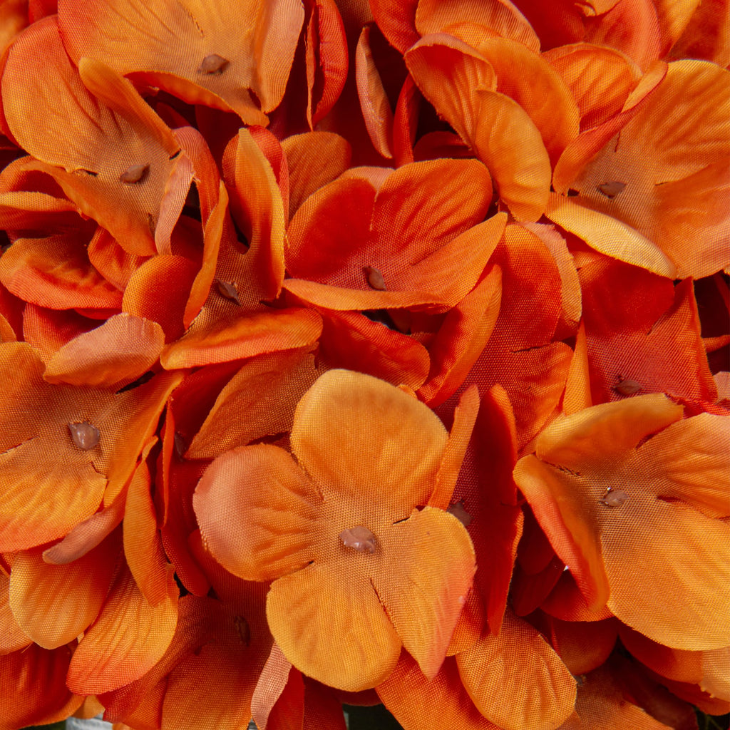 Orange Fall Hydrangeas with Vase Indoor Faux Fall Artificial Decor Silk Fake Arrangements in Glass Vase Autumn