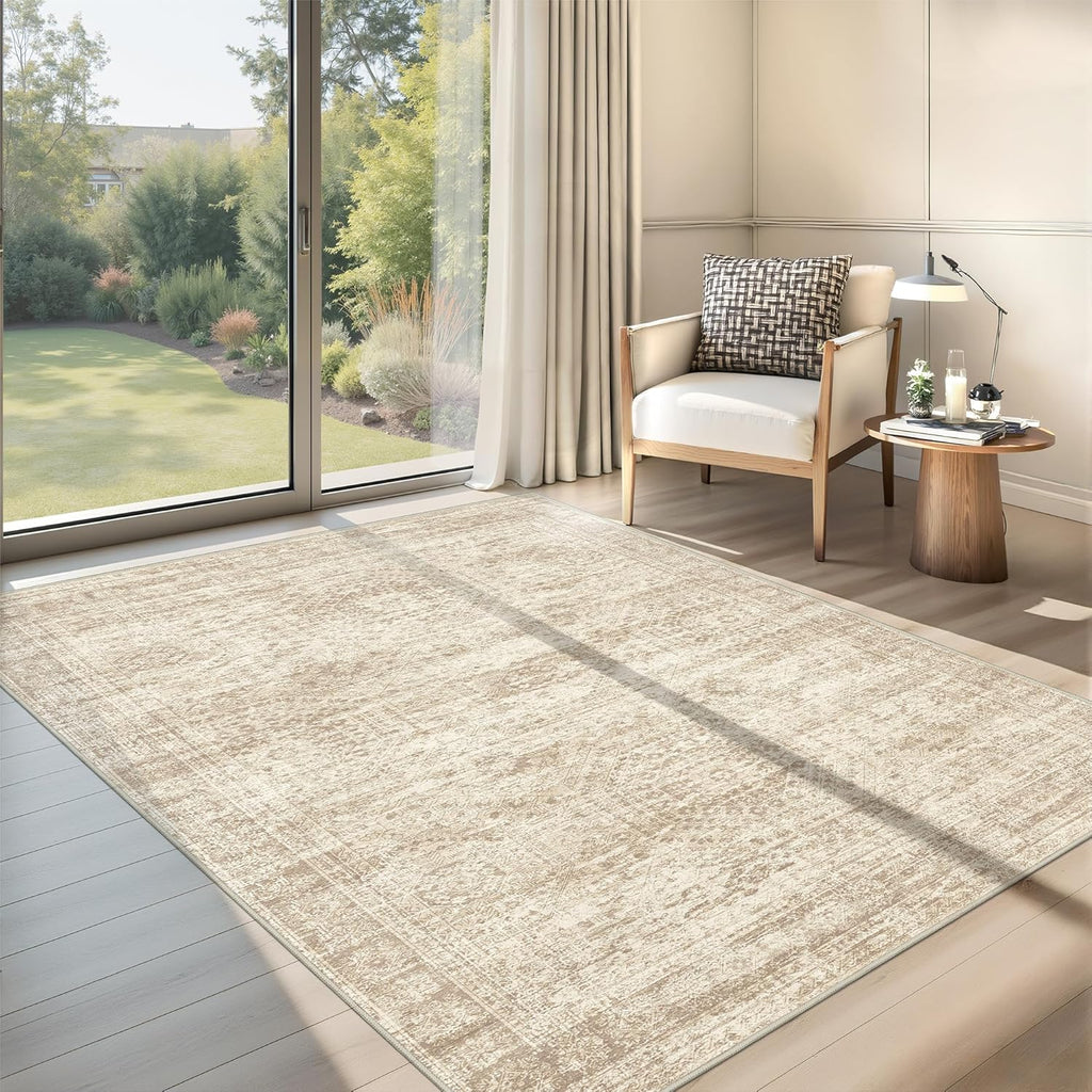 3x5 Washable Area Rug for Entryway, Soft Kitchen Rugs Non Slip for Dining Room, Vintage Abstract Liv