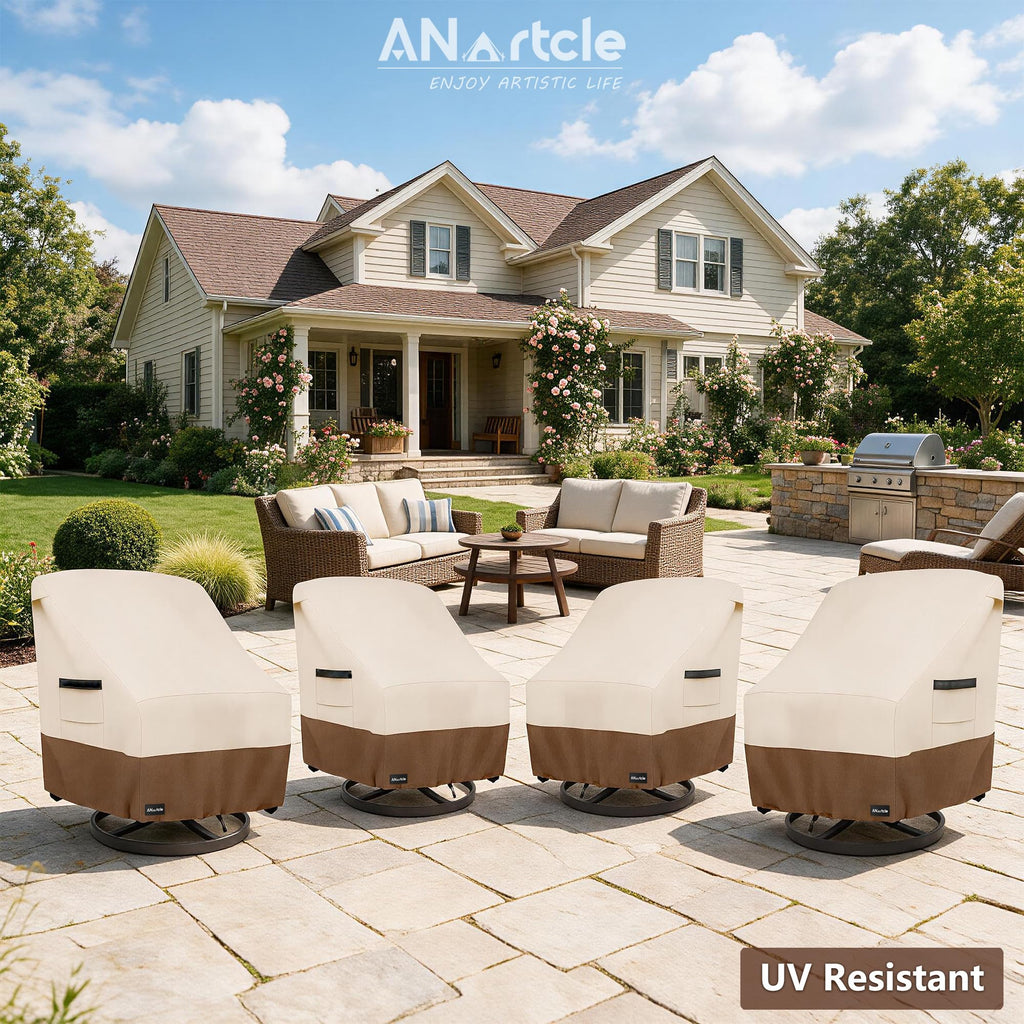 Swivel Patio Chair Cover 4 Pack, 600D Waterproof Heavy Duty Outdoor Chair Cover(30 W x 34 D x 36 H inches), Patio