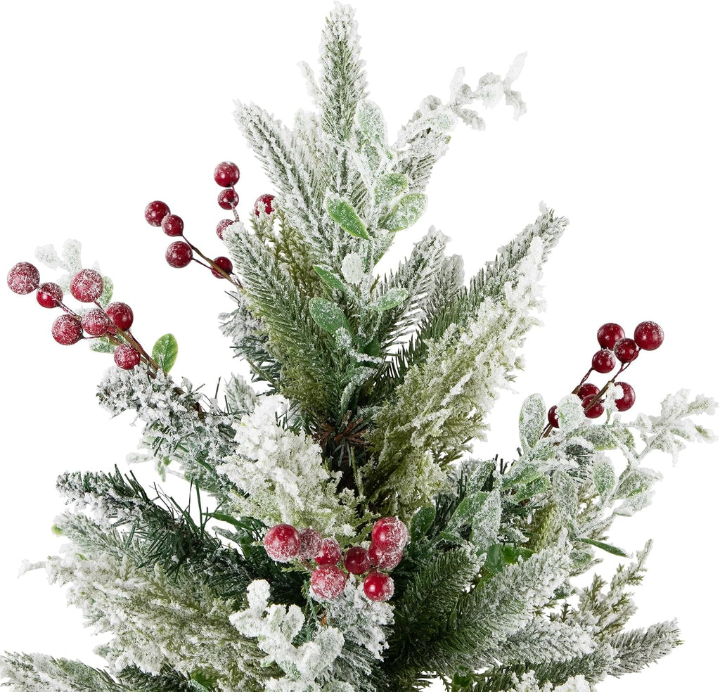 Flocked Balsam Pine Artificial Mini Christmas Tree in Burlap Base - 24" - Unlit