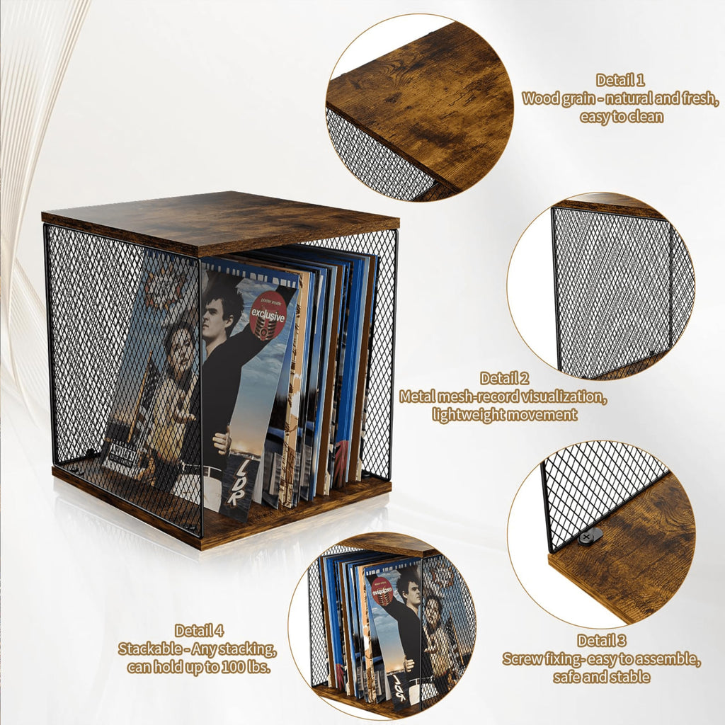 1 Cube Record Holder Vinyl Record Storage, DIY Stackable 40-55 Records