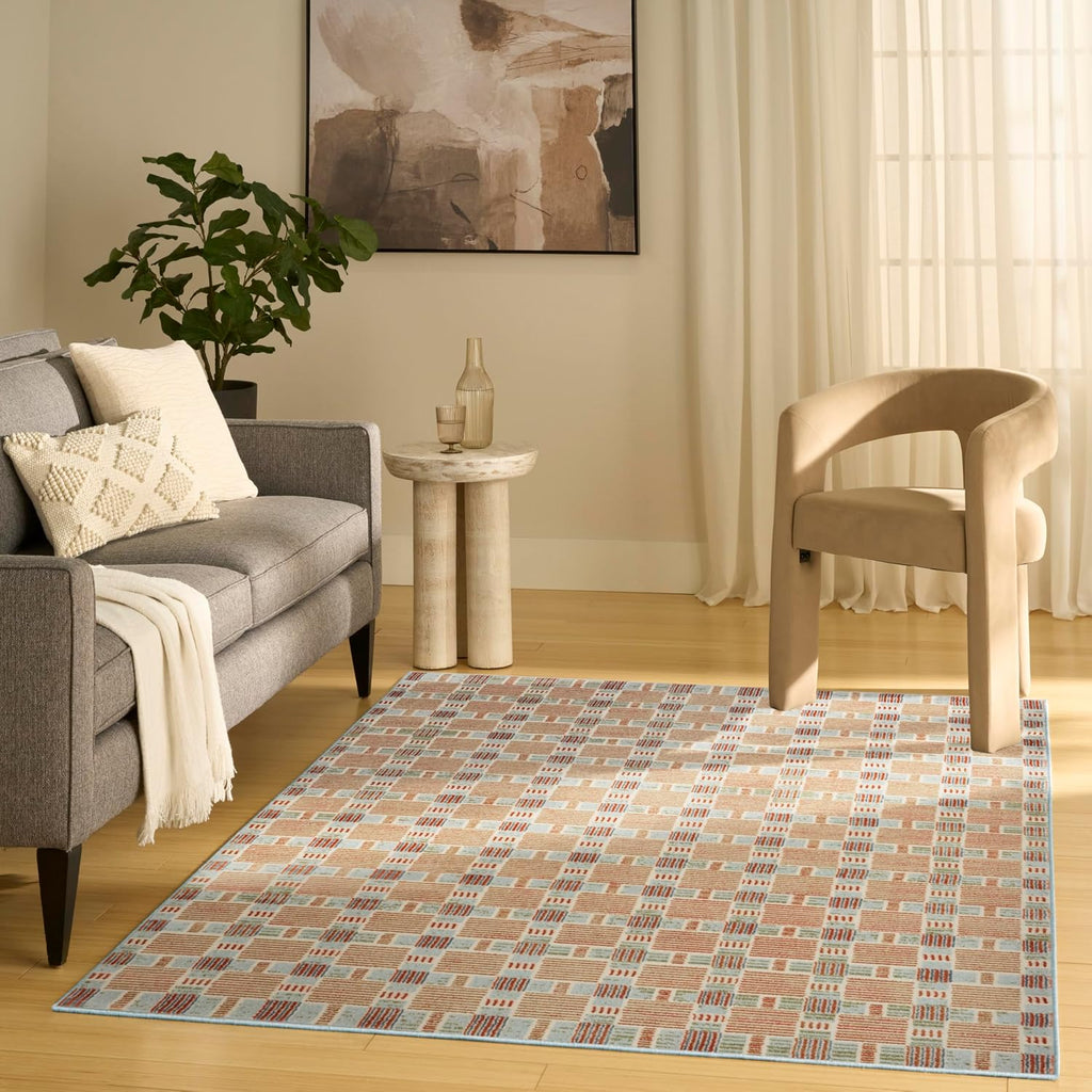 Home Nordic Rust Multicolor Area Rug - Easy Clean, Non Shedding, Bed Room, Living Room, Dining Room, Kitchen