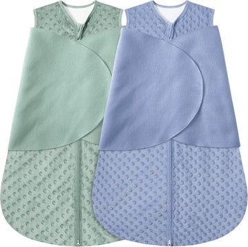 Fleece Sleep Sack Baby Swaddle, Way Adjustable Wearable Blanket,2 Pack Fleece Swaddling sleeping bag TOG