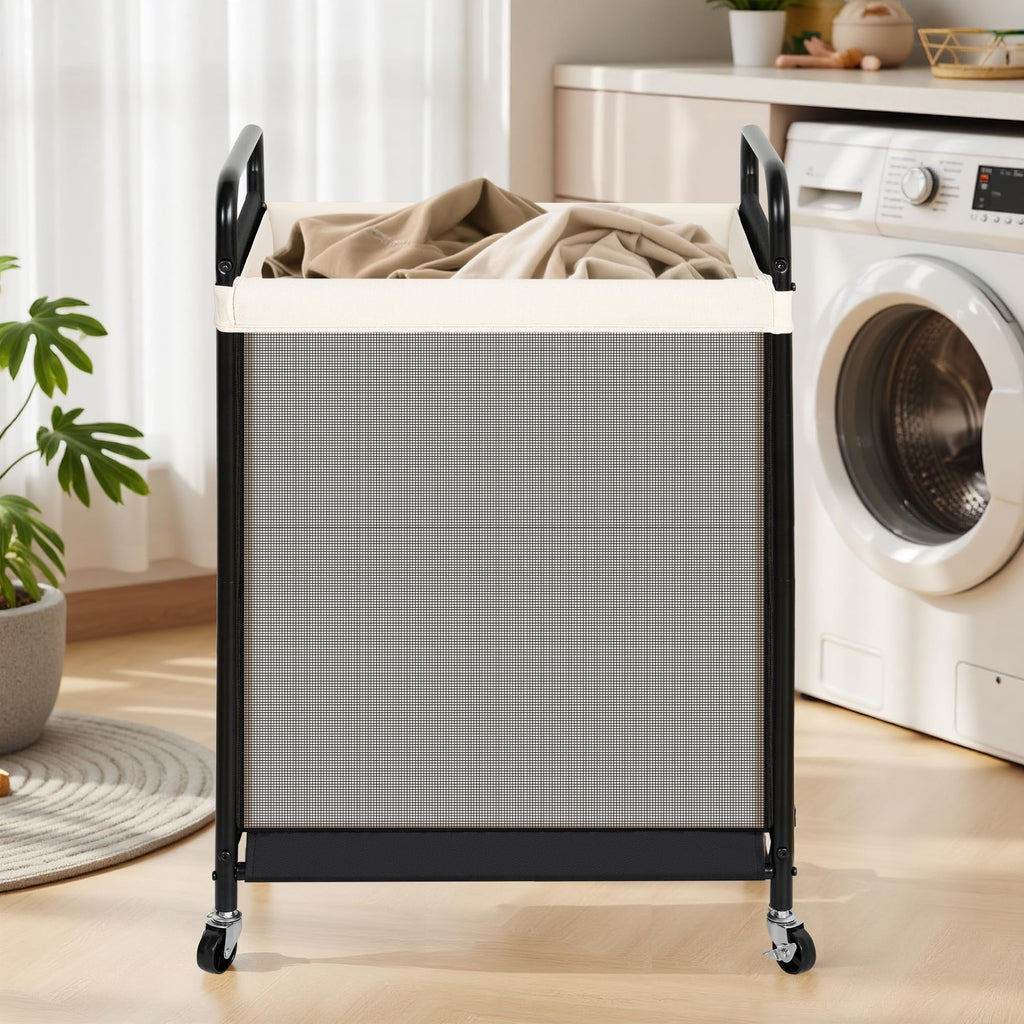 1-Section Laundry Hamper with Wheels, 120L Rolling Laundry Basket
