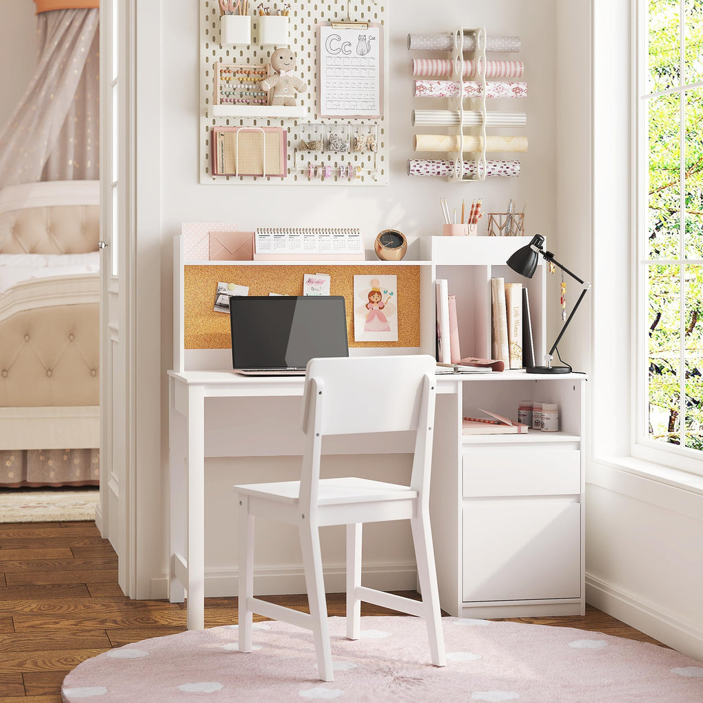Wooden Kids Study Desk Set with Hutch and Storage for Ages 5-12