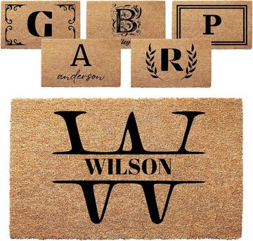 Personalized Door Mat with Monogram - Custom Doormat with Anti-Slip Backing - 3 Size Options - Family Doormat Custom
