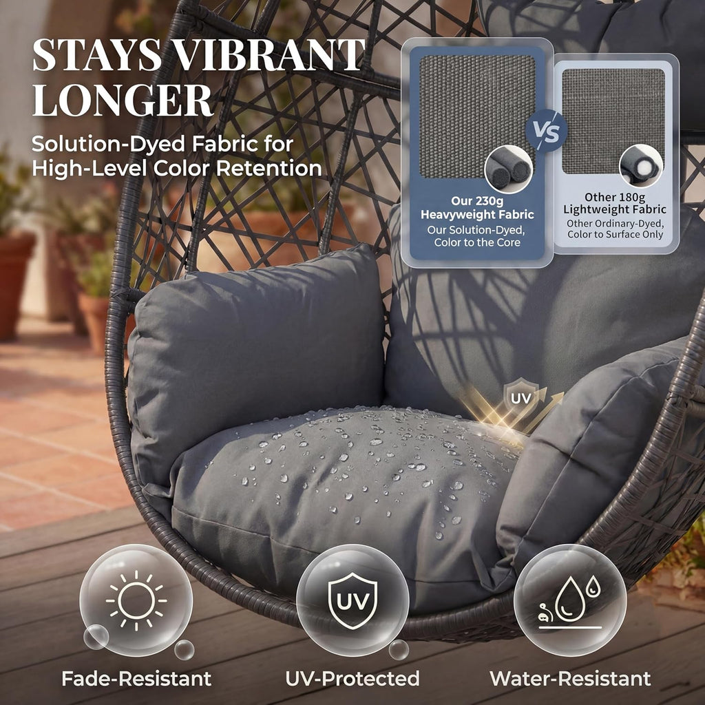 With Stand, Bird Cage Patio Hanging Chair with Cushion, Large Swinging Chairs Indoor Outdoor, All-Weather 350lbs