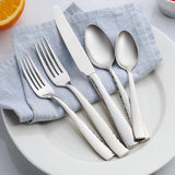 68-Piece Hammered 18/10 Stainless Steel Silverware Cutlery Set with Serving Set, Flatware Service for 12 (68-Piece Set)