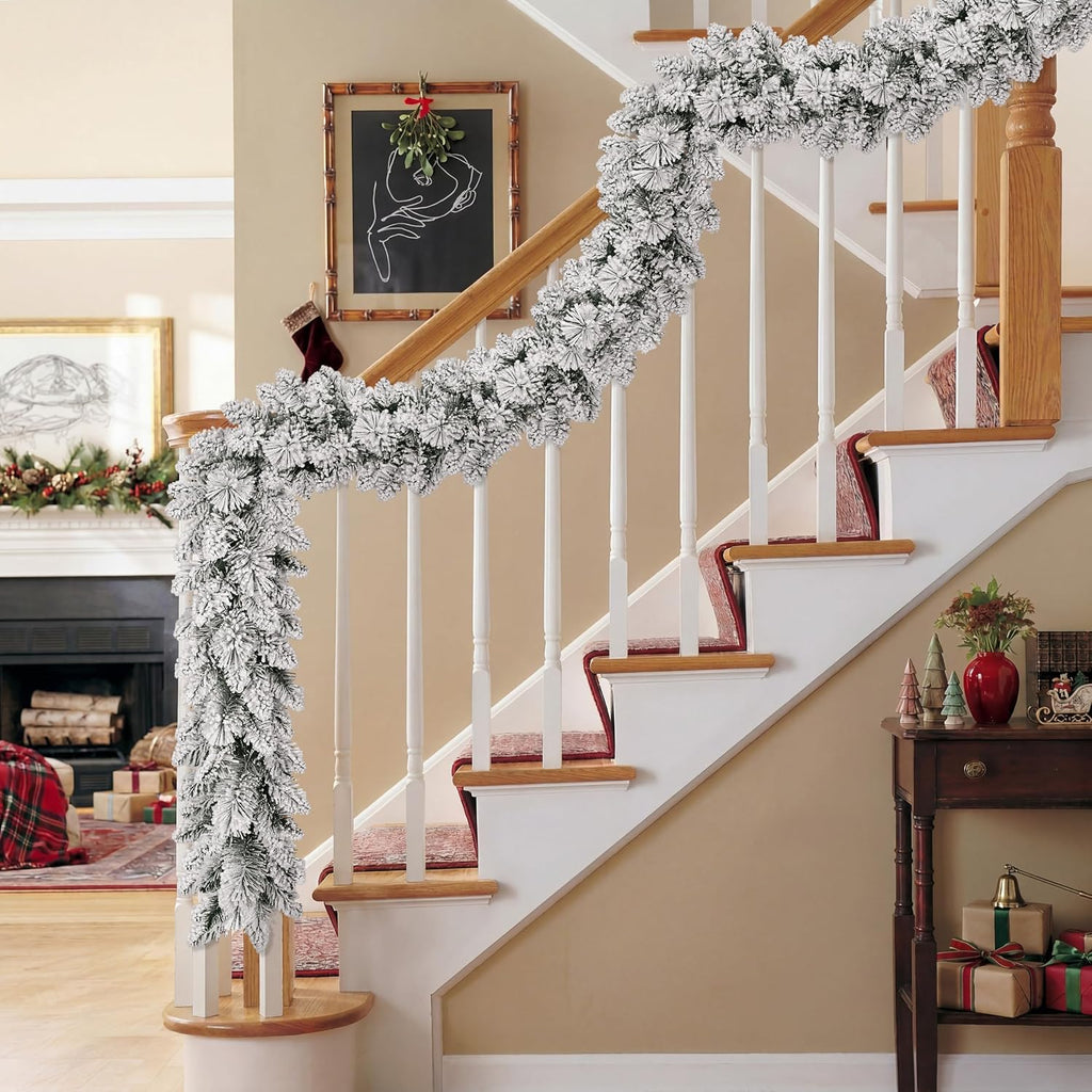 International 9ft Flocked Spruce Artificial Christmas Garland