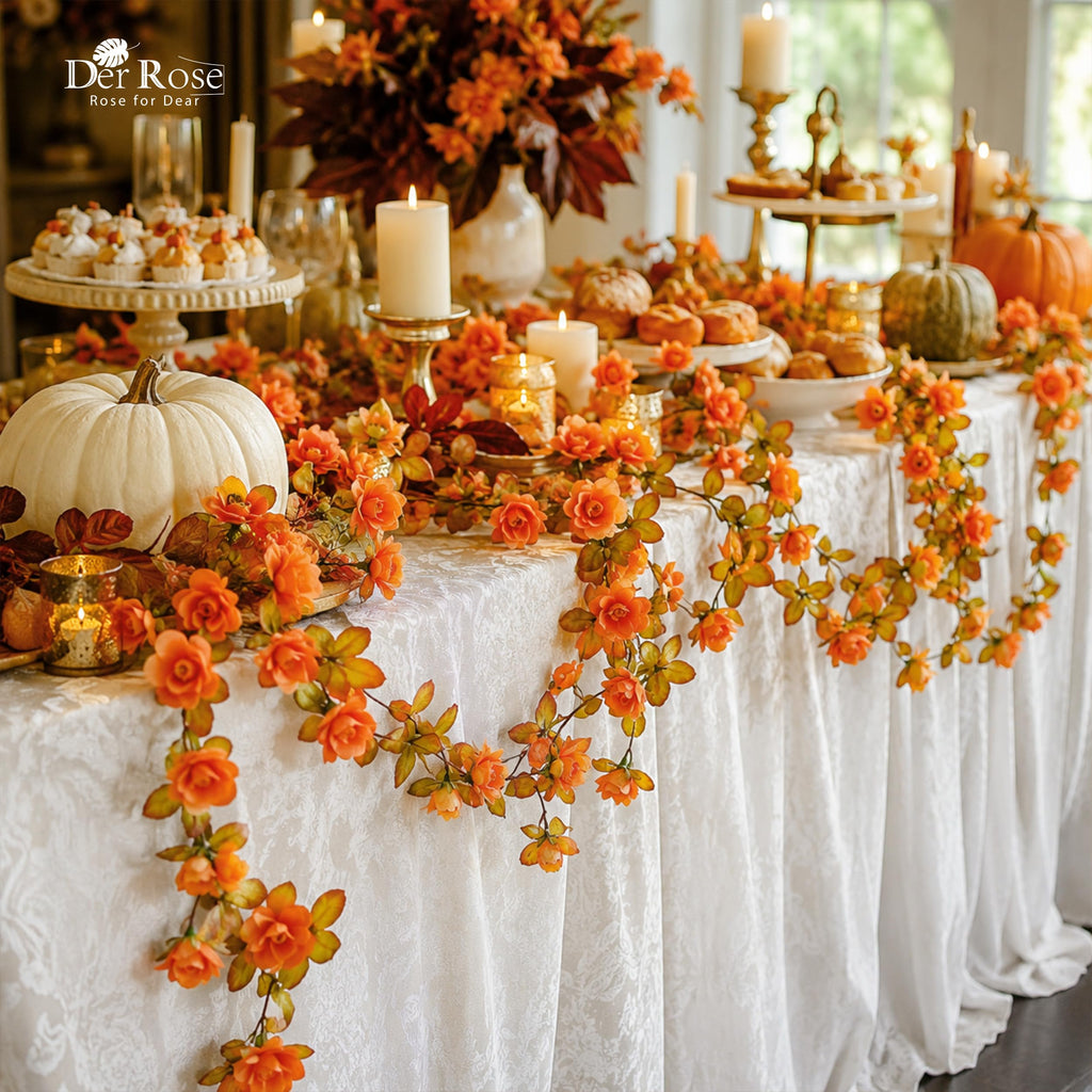 8Pcs Fall Garland, 8.2FT Artificial Flower Vines for Fall Decor