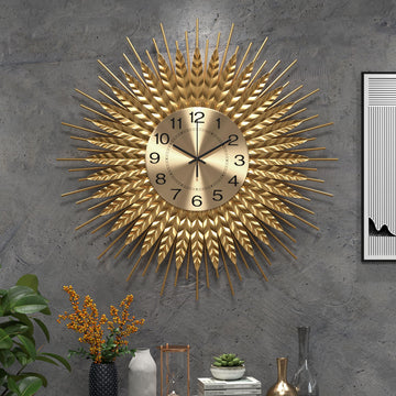 28 Inch Gold Large Wall Clock Decorative Metal Mid Century Wall Clocks, Modern Big Silent Non-Ticking Clock, Modern