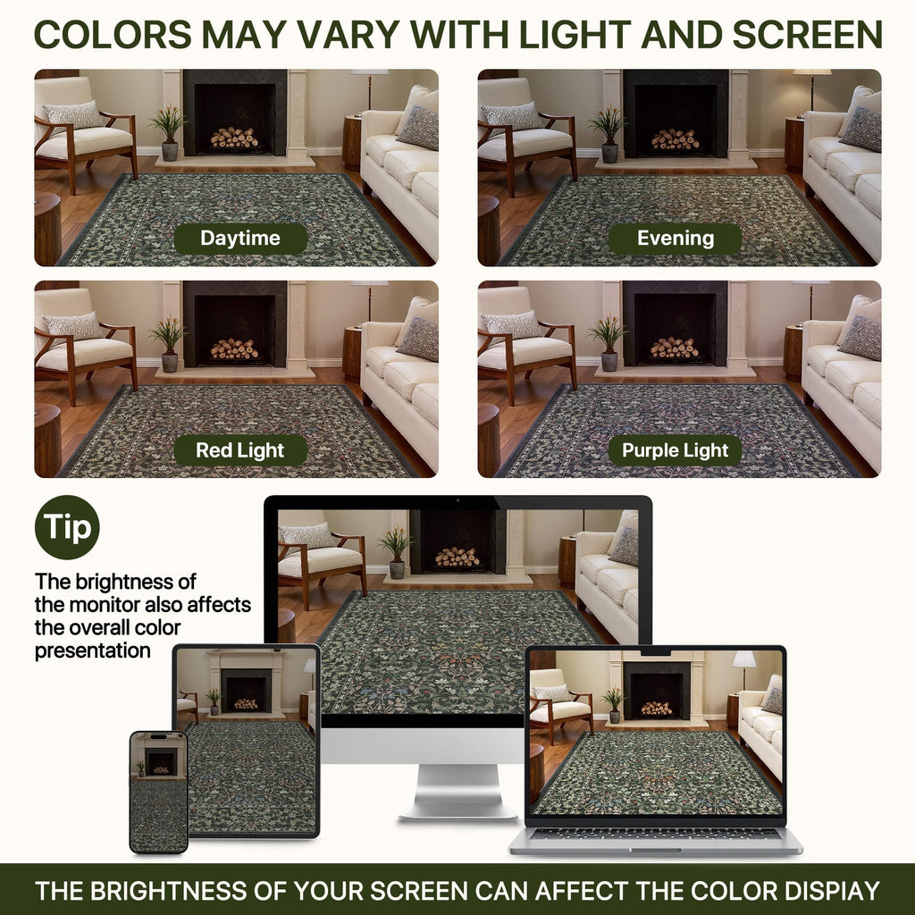 Washable Runner Rug, Non Slip Entryway Mat, Emerald Green