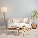 Tripod Floor Lamp - Mid-Century Modern Décor Light with LED Bulb and Natural Oak Wood Base