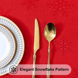 Rectangle Tablecloth 52x70 Inch, Waterproof Damask Table Cloth, Snowflake Patterns Fabric Table Cove