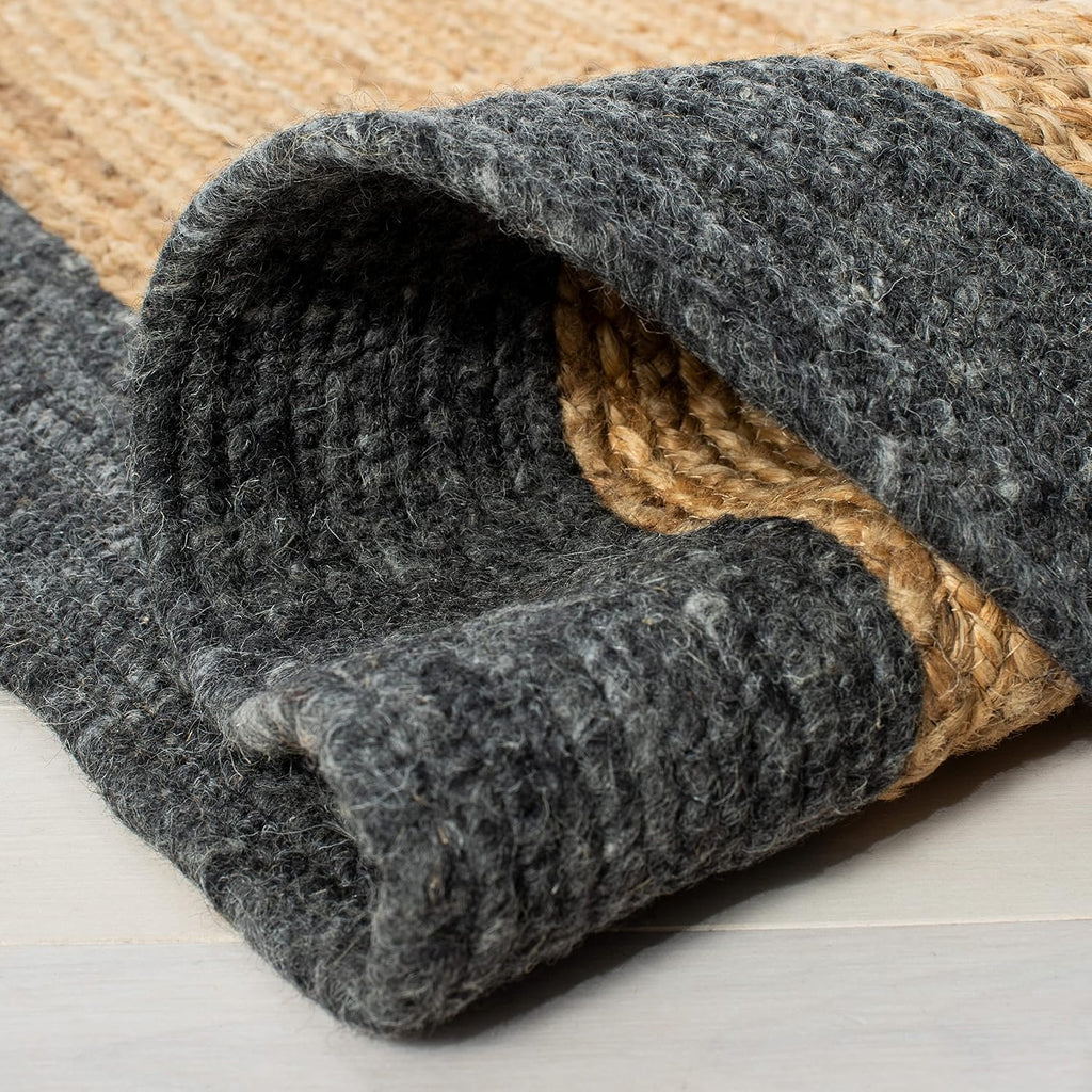 Braided Oval Rug, Wool Black & Gold BRD910Z