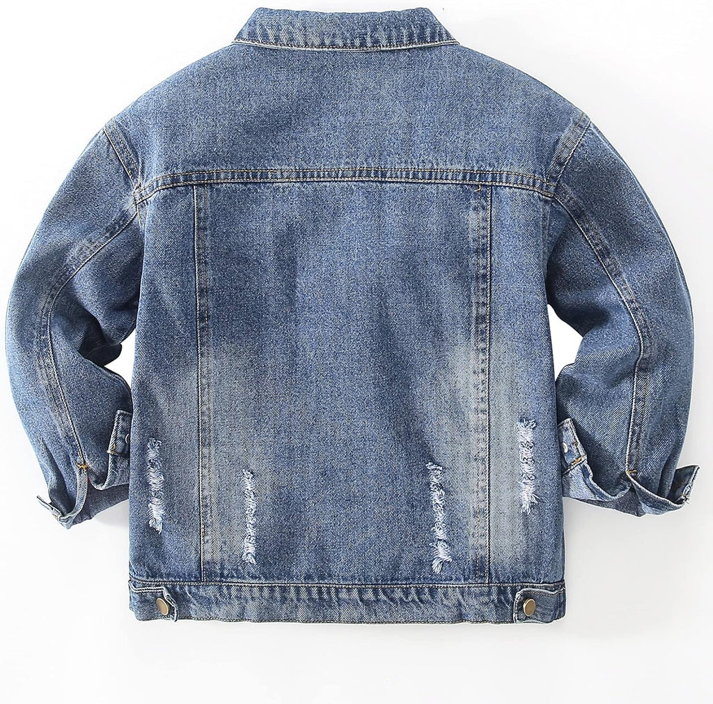 Girls Boys Jean Jacket for ( Kids) Trendy Cozy Soft Ripped Denim Coat Casual Outerwear School Travel Teen