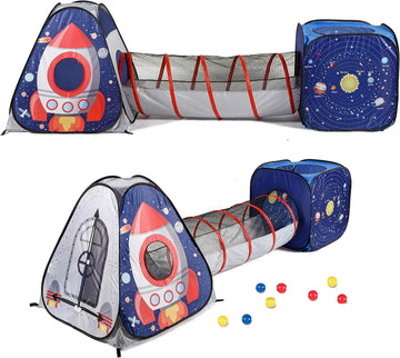 3 in 1 Space Astronaut Pop Up Play Tents with Tunnel for Kids