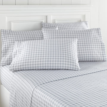 Seersucker Sheet Set, Full, Gingham Gray